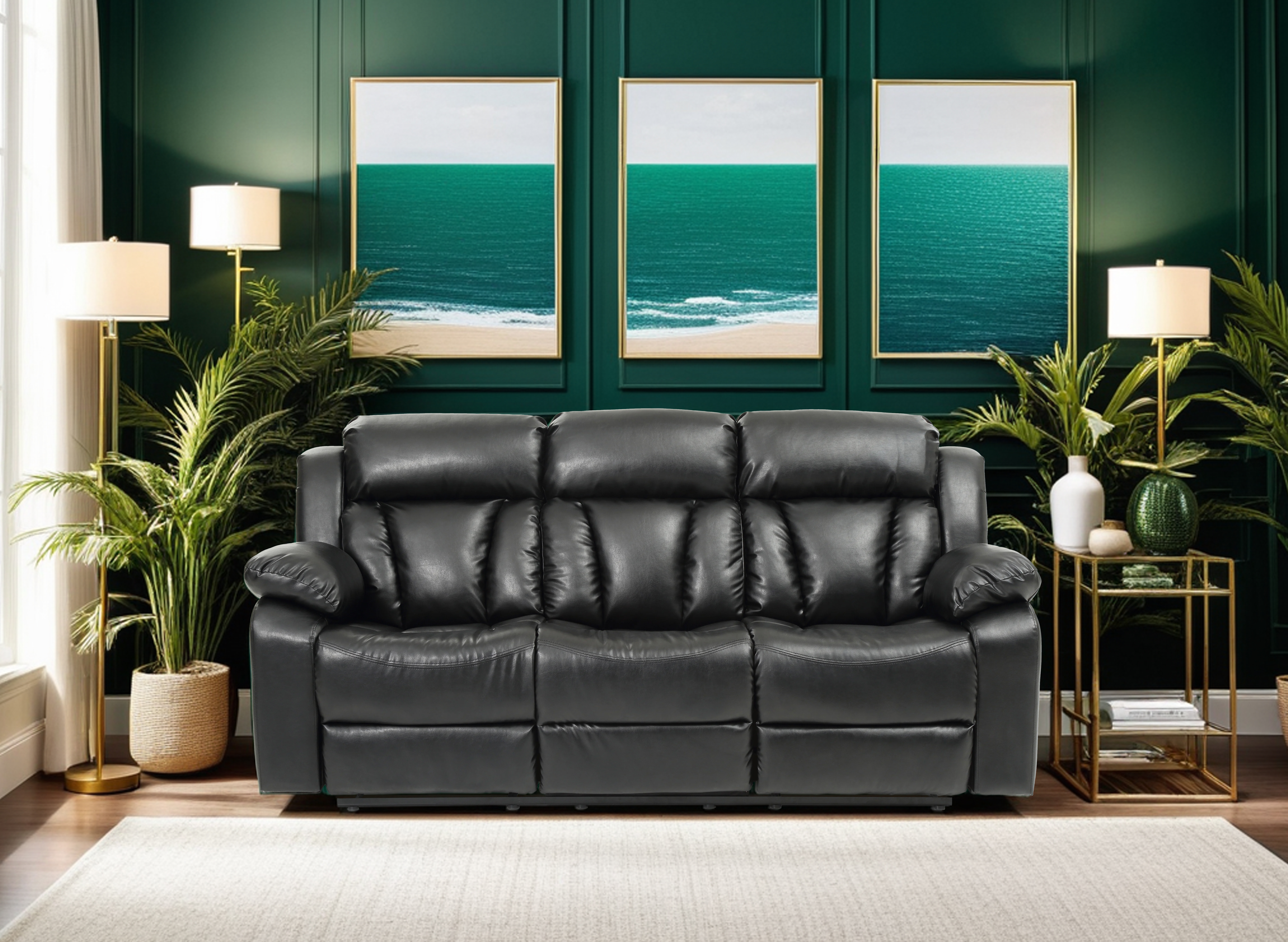 Elite Space Living Novellara Black Reclining Sofa