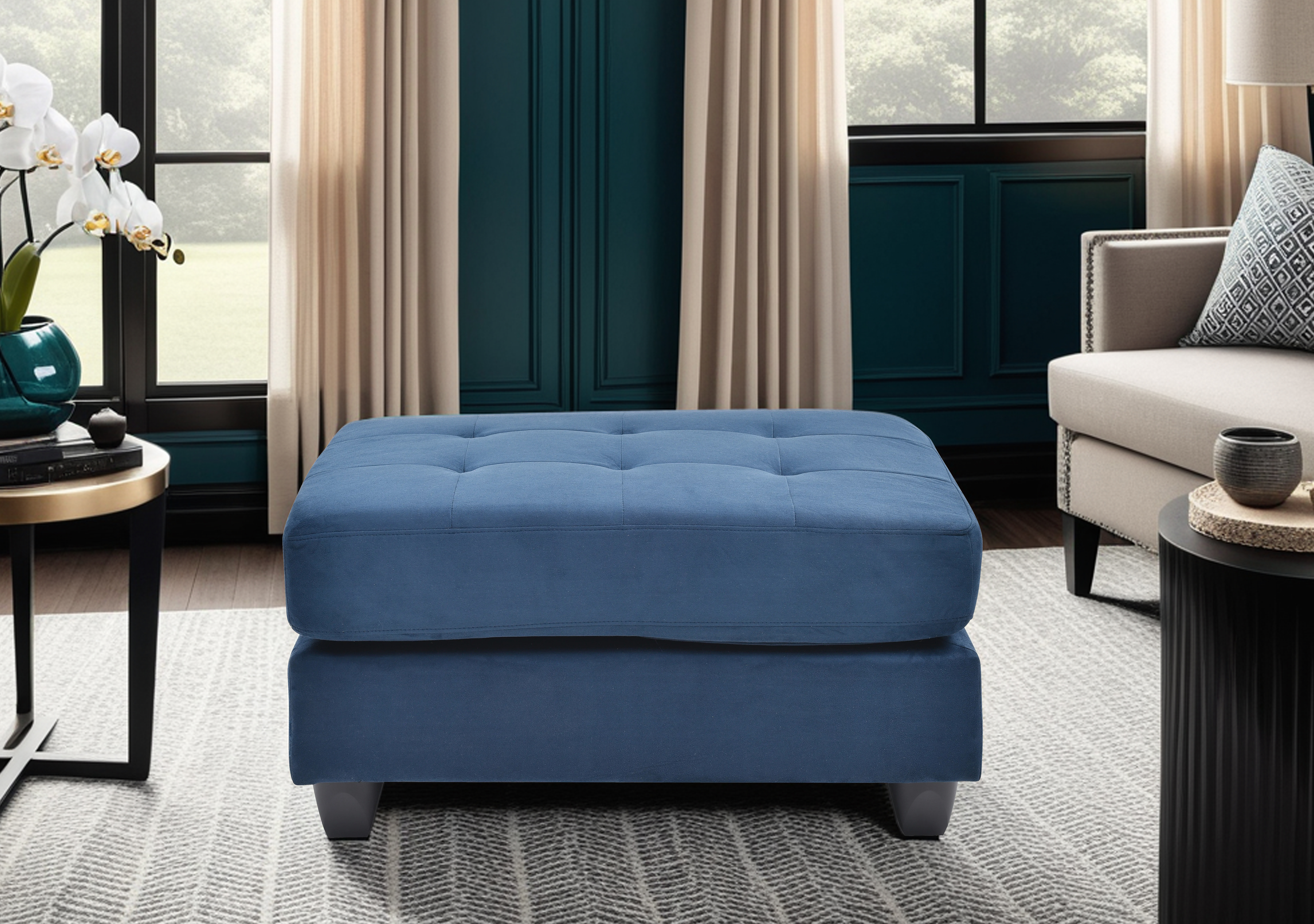 Elite Space Living Salisbury Navy Blue Ottoman