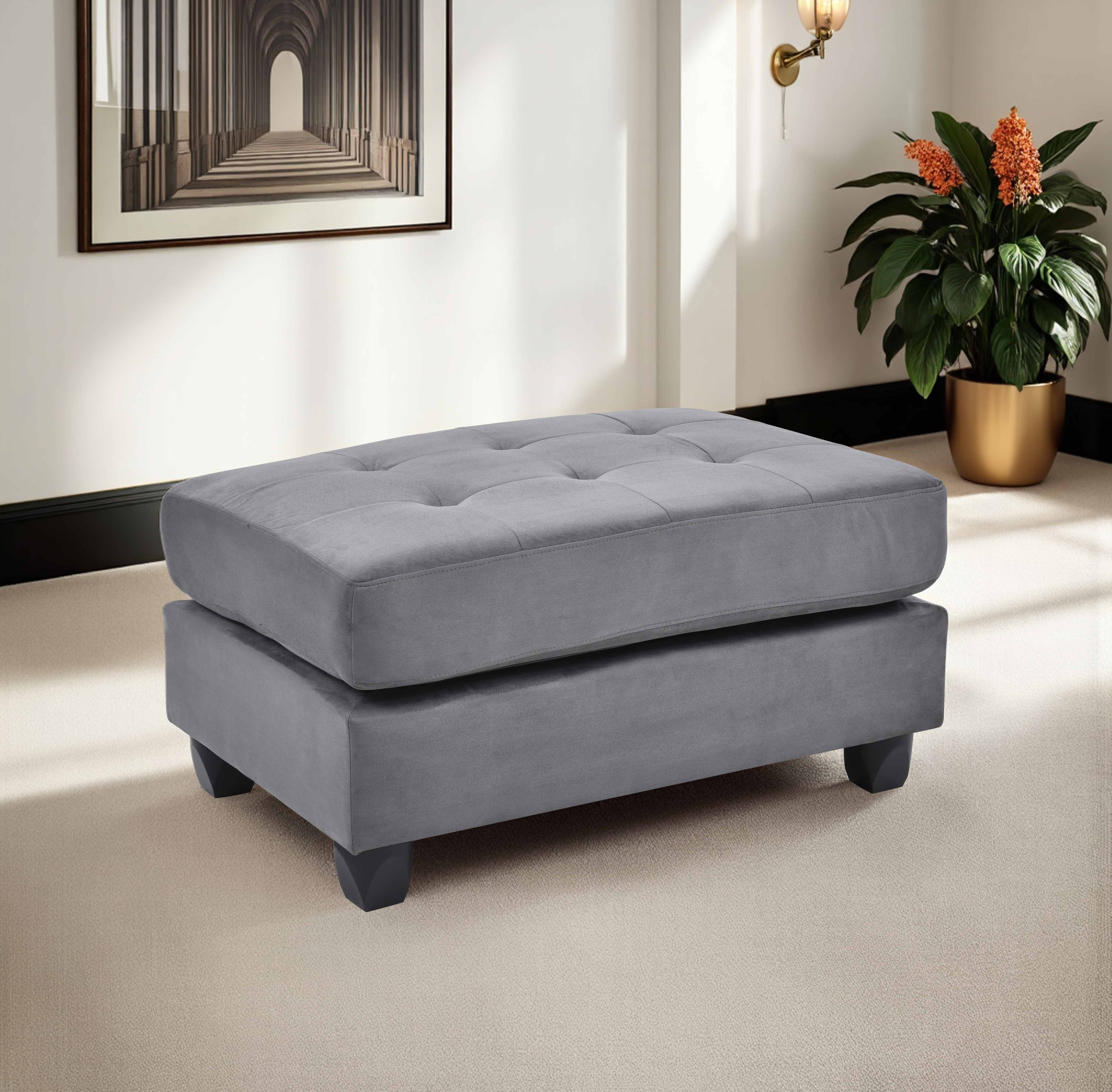 Elite Space Living Salisbury Gray Ottoman