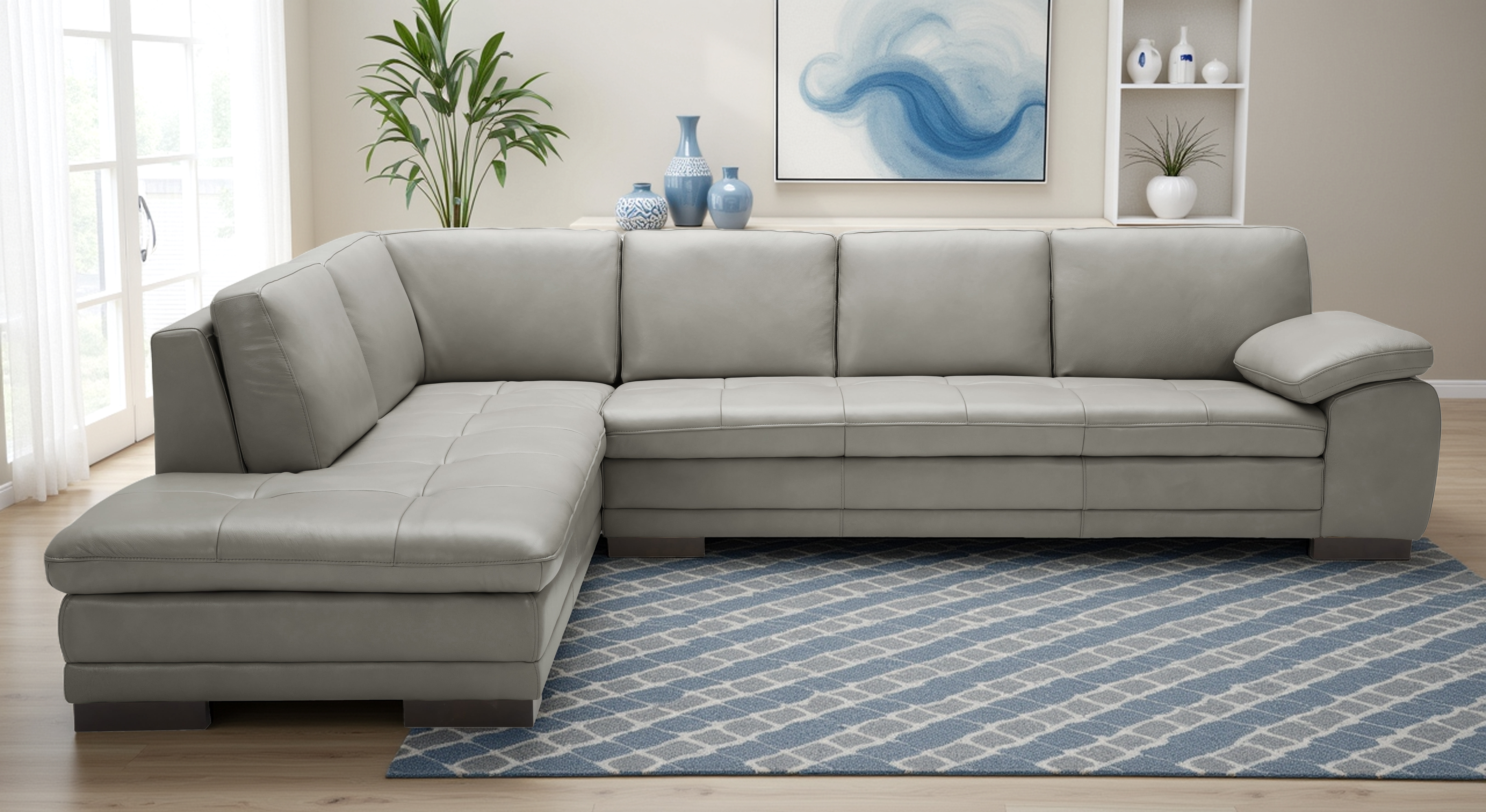 Elite Space Living Nottingham Grey Leather LAF Corner Sectional