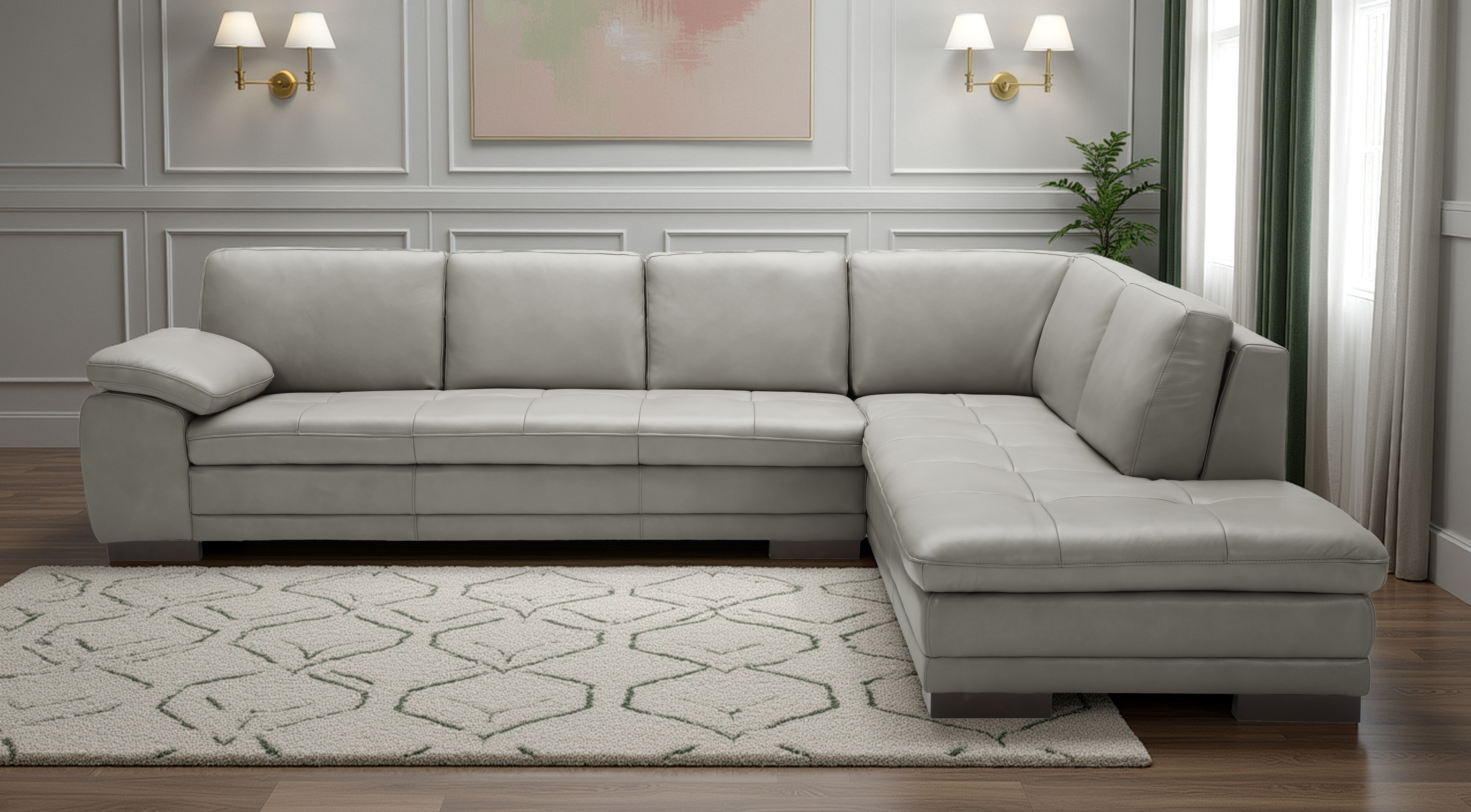Elite Space Living Nottingham Grey Leather RAF Corner Sectional