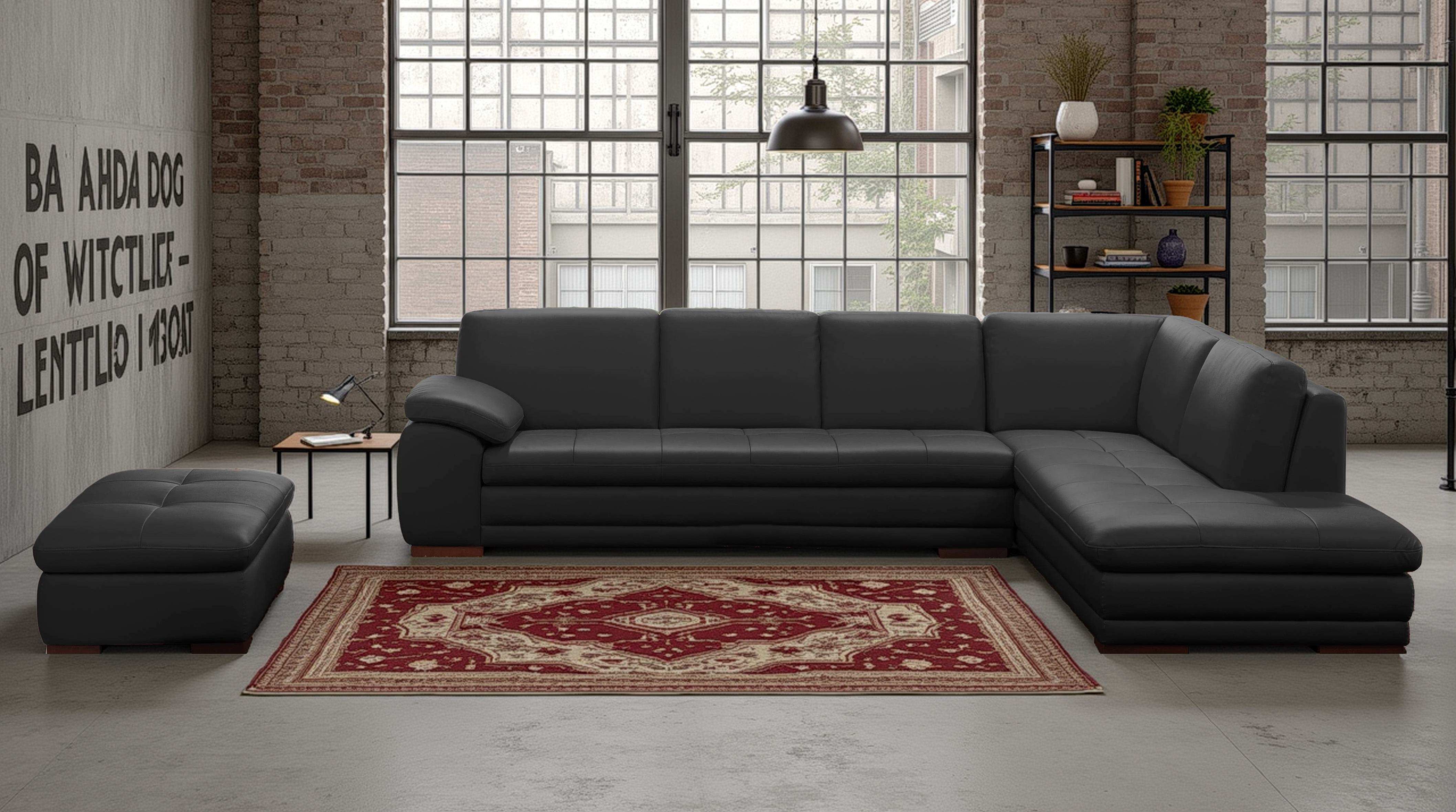 Elite Space Living Nottingham Black Leather RAF Corner Sectional