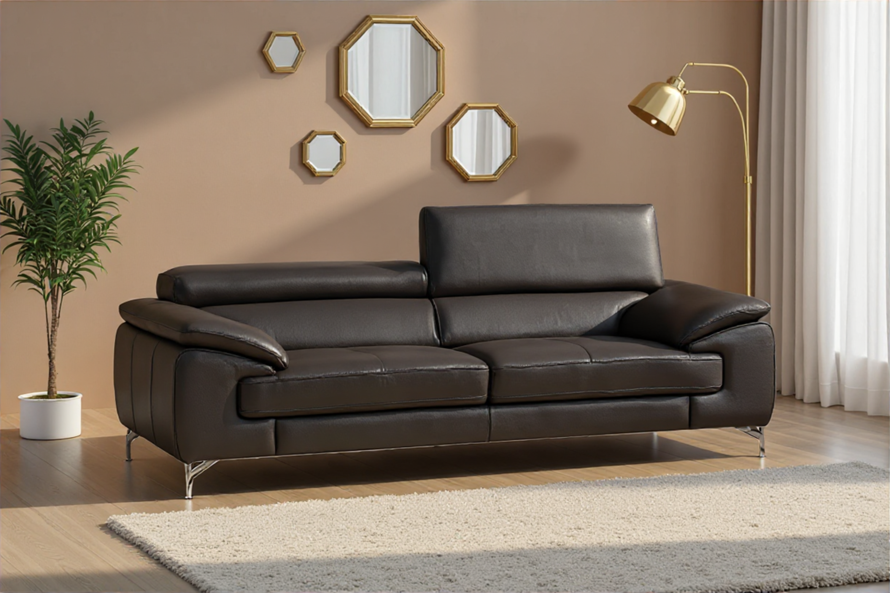 Elite Space Living Marely Grey 77 Inch Upholstered Sofa