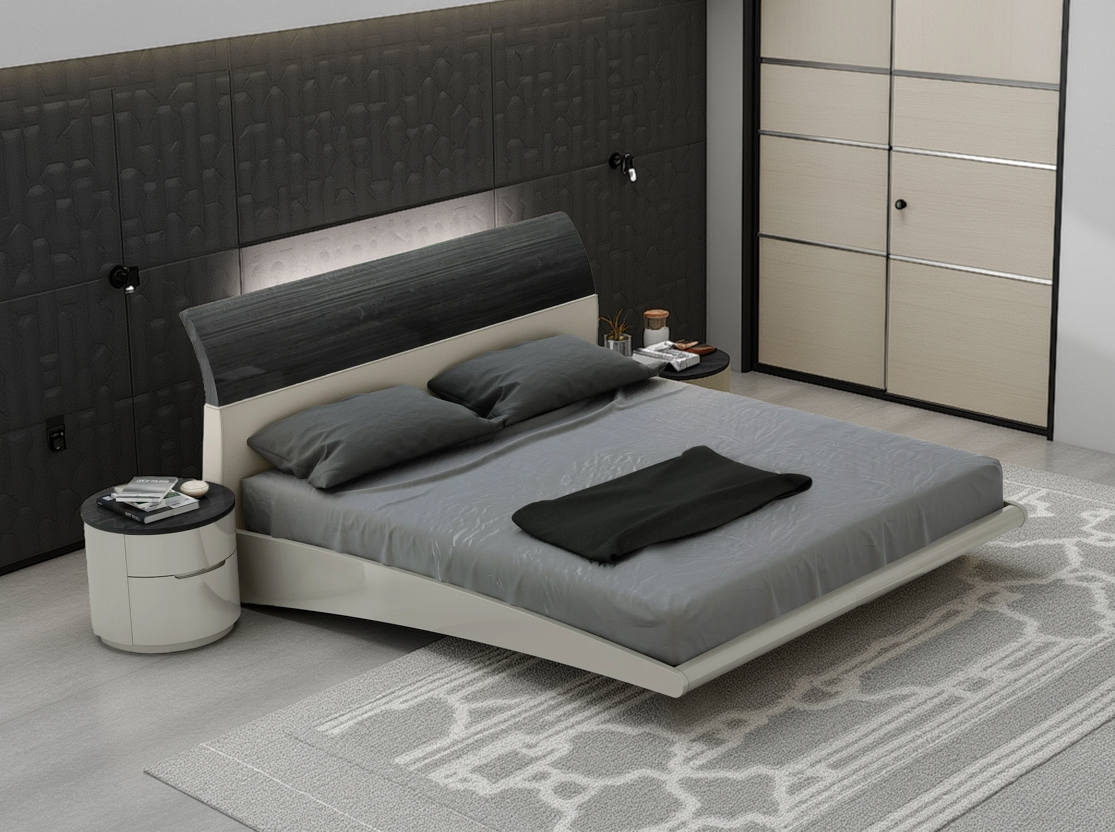 Elite Space Living Luxury Caver Grey King Bed