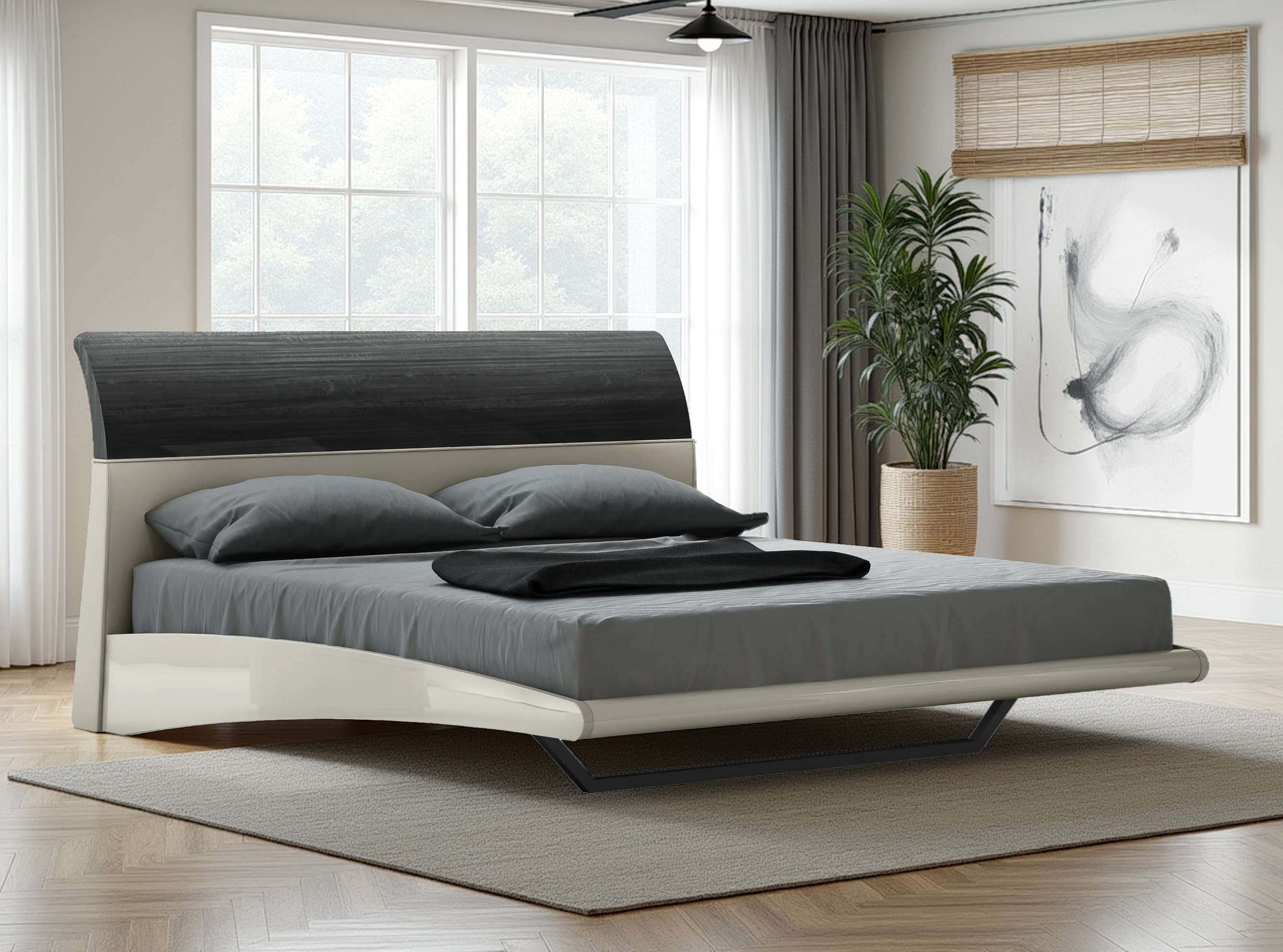 Elite Space Living Luxury Caver Grey Queen Bed