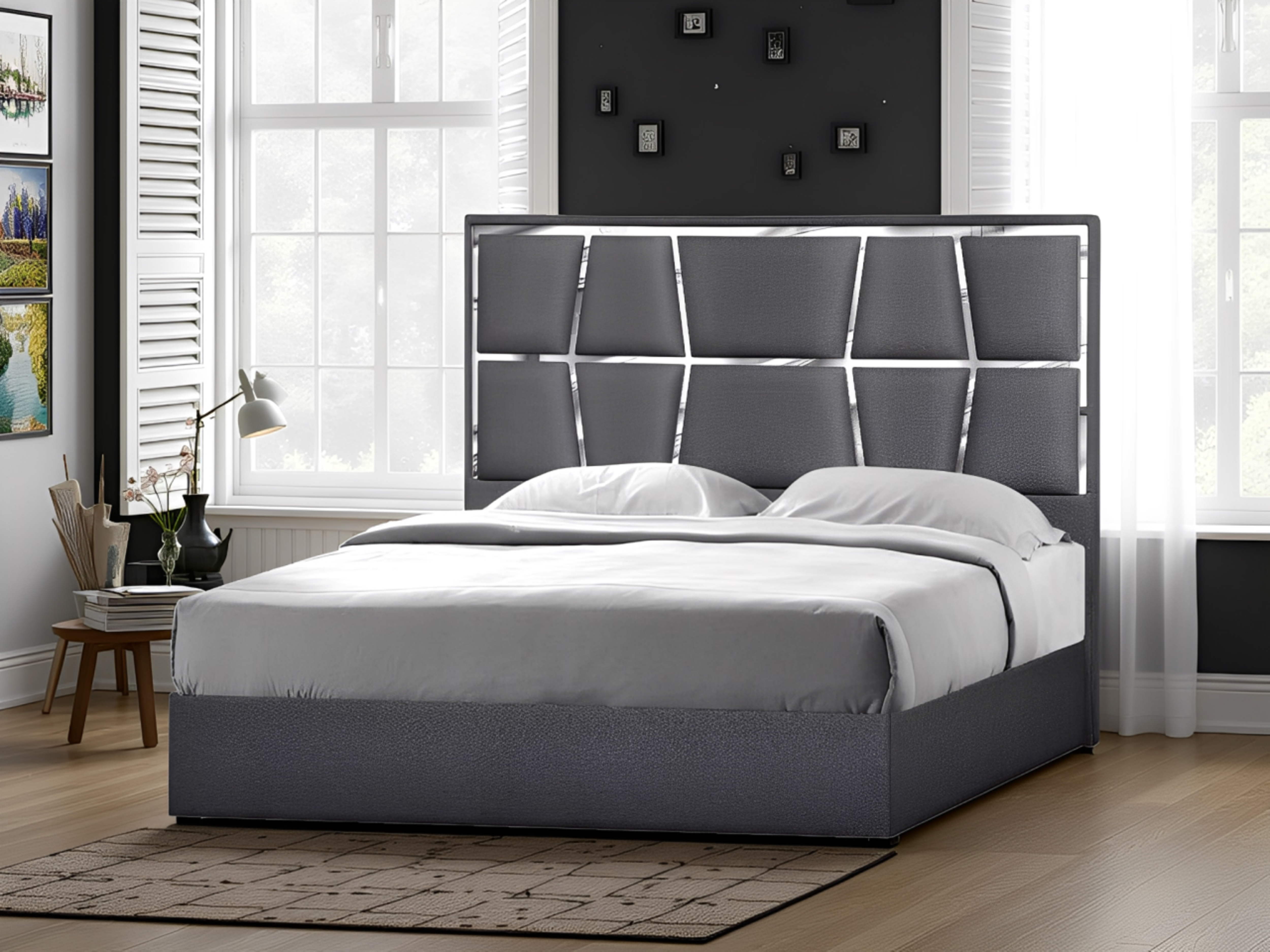 Elite Space Living Victoria Charcoal Grey King Bed