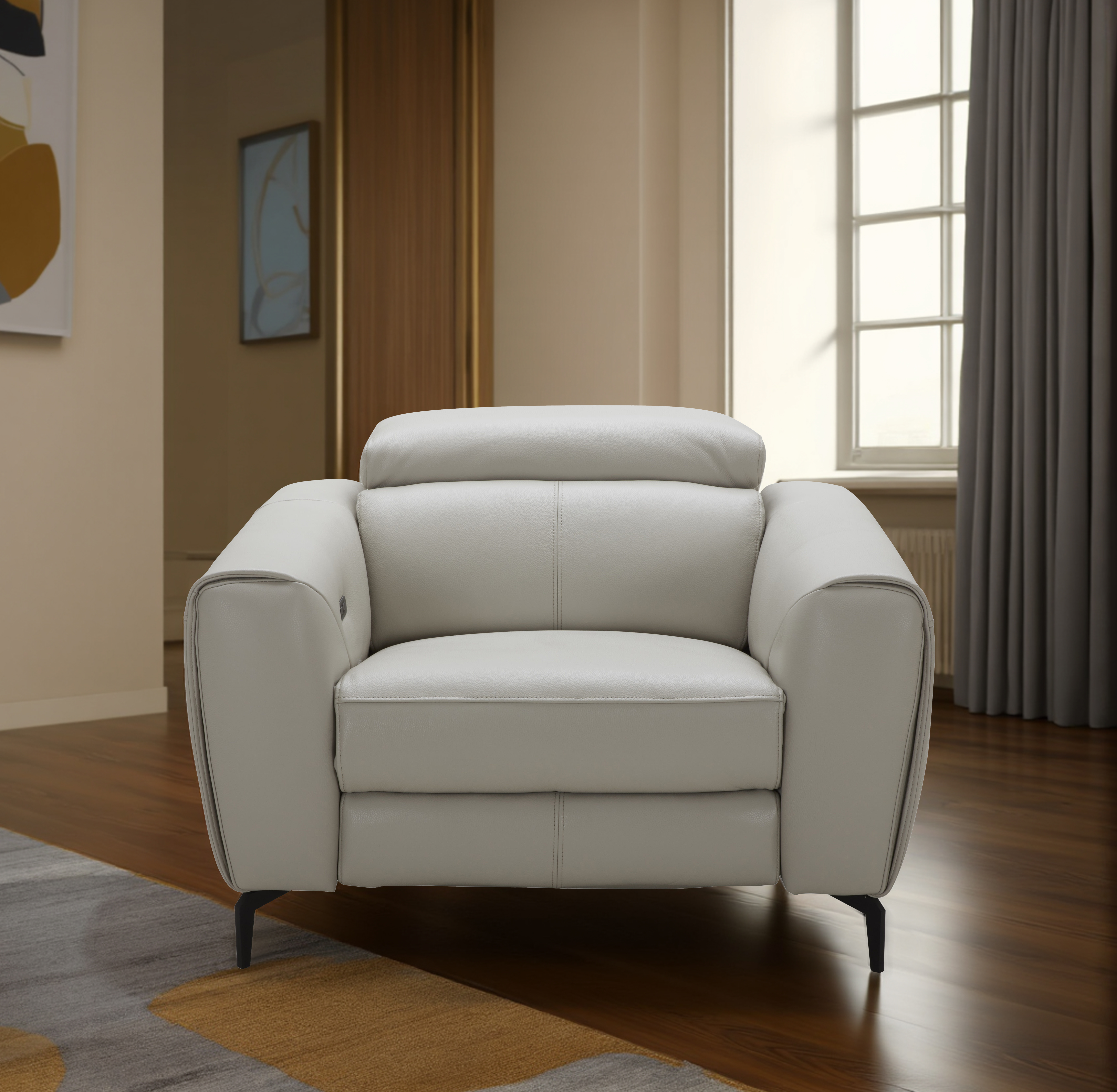 Milan Light Grey Chair in Leather Finish