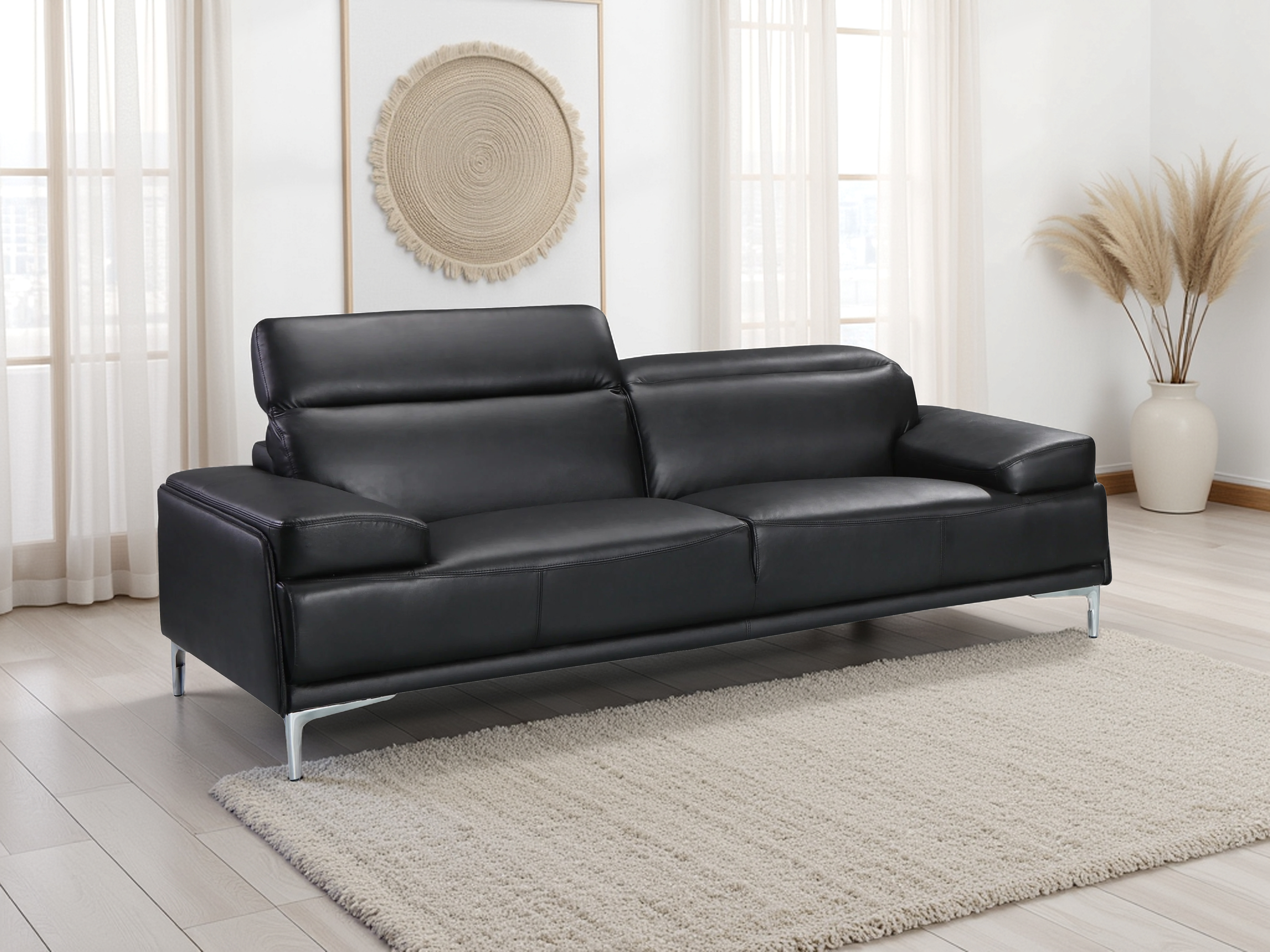 Elite Space Living Dublin Black Leather Sofa