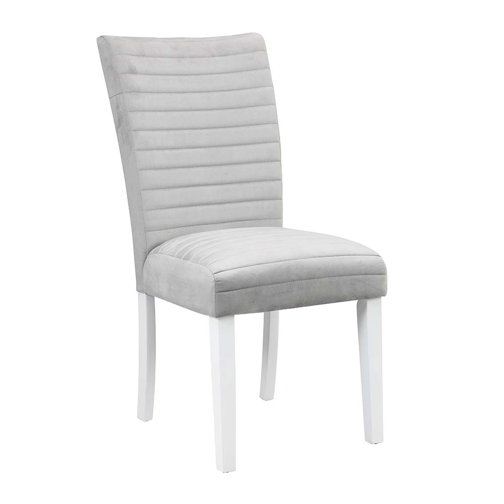 2 Acme Furniture Elizaveta Gray White High Gloss Side Chairs