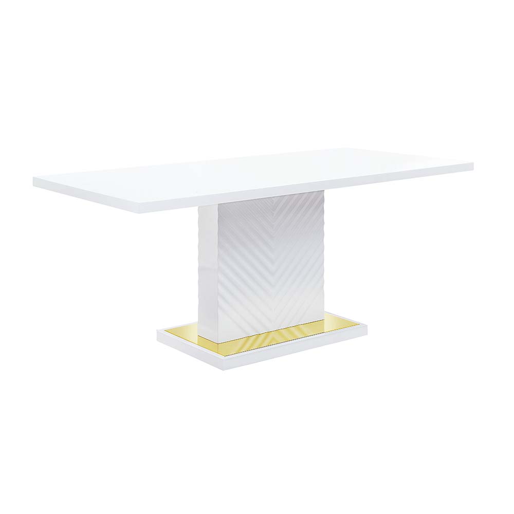 Acme Furniture Gaines White High Gloss Dining Table