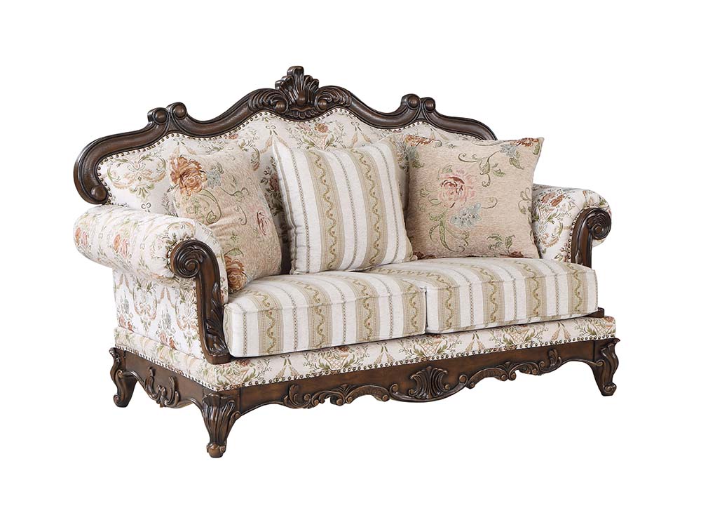 Acme Furniture Nayla Cherry Loveseat with 3 Pillows