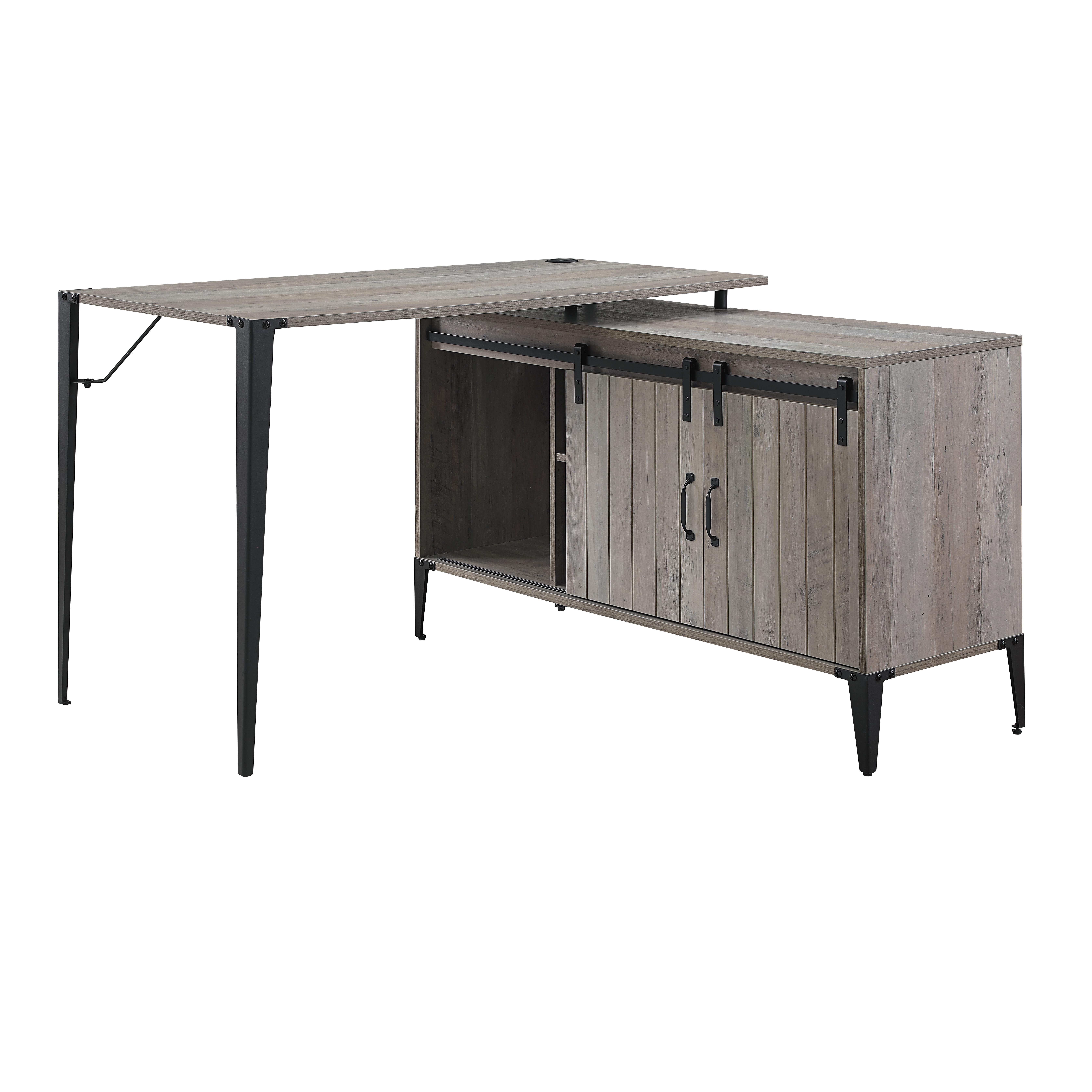 Acme Furniture Zakwani Gray Oak Black Writing Desk