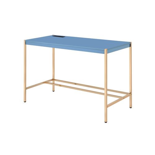 Acme Furniture Midriaks Navy Blue Gold Writing Desk with USB Port