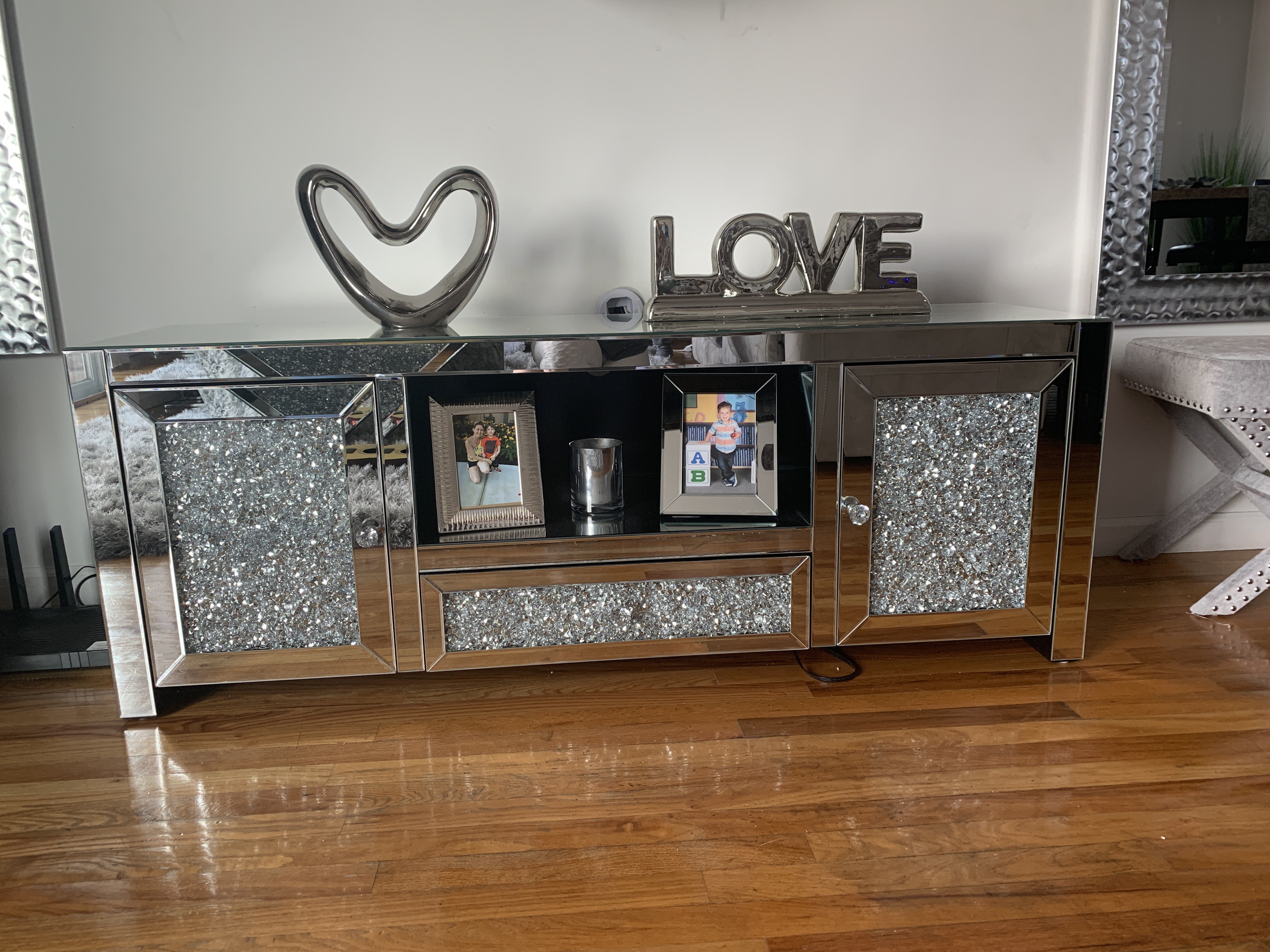 Acme Furniture Noralie Clear Tv Stand The Classy Home